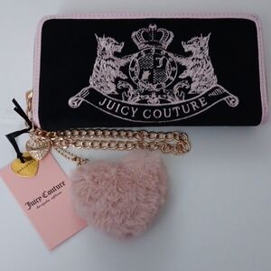 Juicy Couture Black and Pink Key Holder with Gold Chain